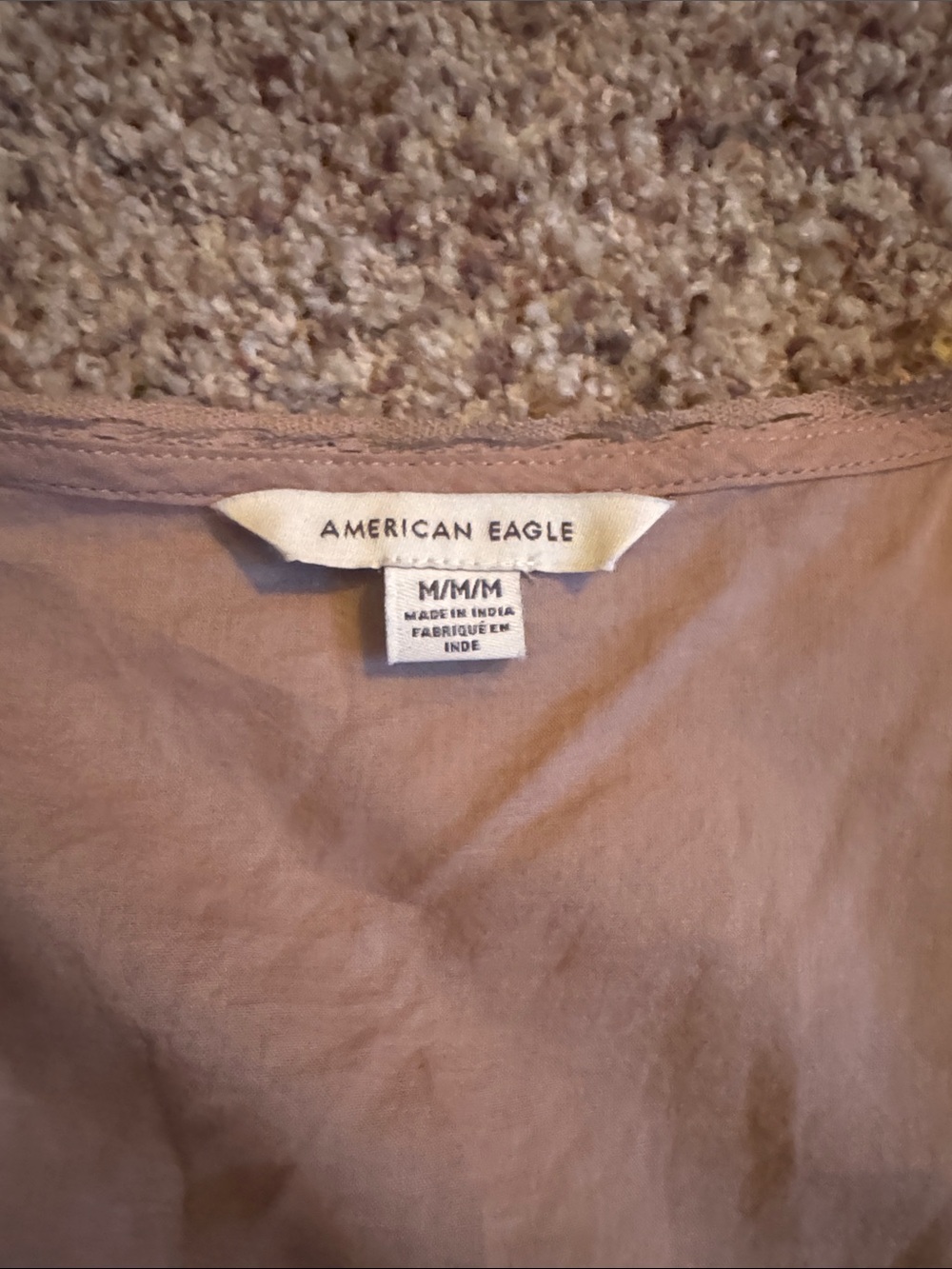 American Eagle Outfitters Taupe Peplum Tie-Front Blouse - Picture 2 of 4